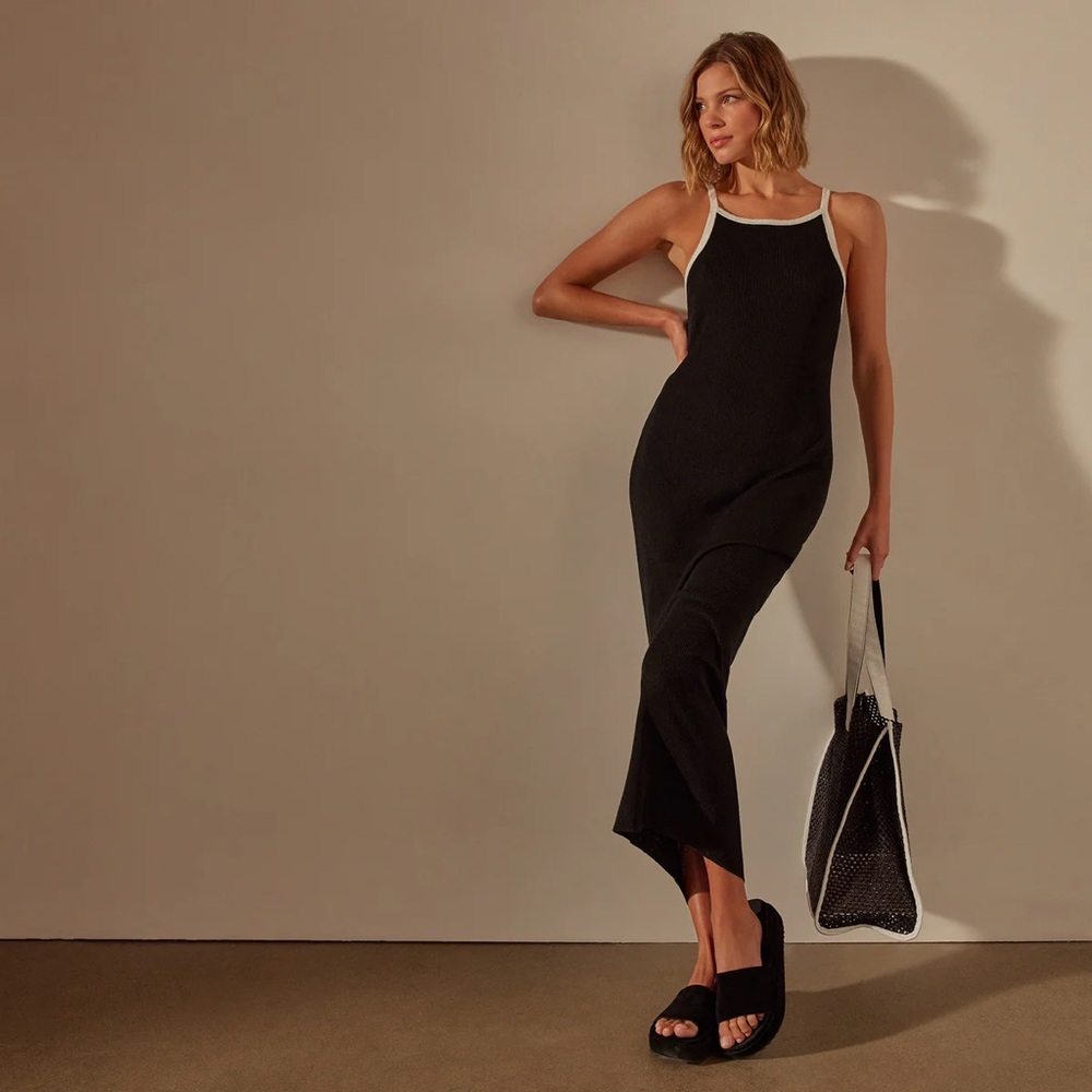 James Perse stretch linen ribbed maxi dress size 3/ Large